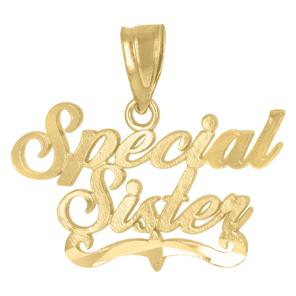10kt 10k  Gold Diamond-Cut Women Special Sister Letters & Words Charm Pendant